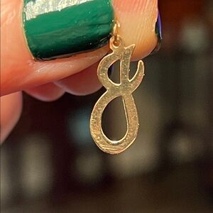 Vintage 14k Solid Yellow Gold J Cursive Name Initial Monogram Pendant Charm